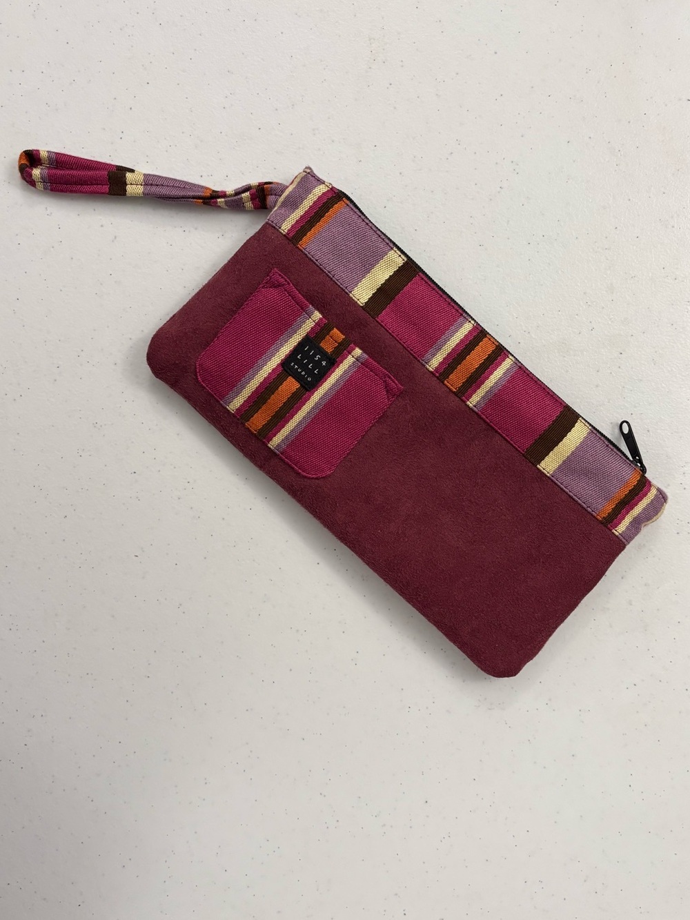 1154 Lill Studio Grape/Pink and Multicolor Striped Wristlet